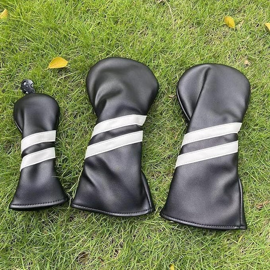 3pcs Golf Wood Head Covers Headcovers Set includes Driver Headcover fits up to 460cc Drivers, Rotatable Golf Fairway Wood Headcover and Hybrid Head Cover