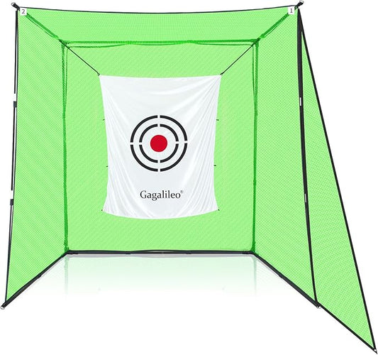 Gagalileo Golf Cage Net: Alloy Steel Frame 7.7X7.7X4.6FT Heavy Duty Practice Accuracy with Target for Backyard Driving Indoor Driving Range Outdoor Training Without Bottom
