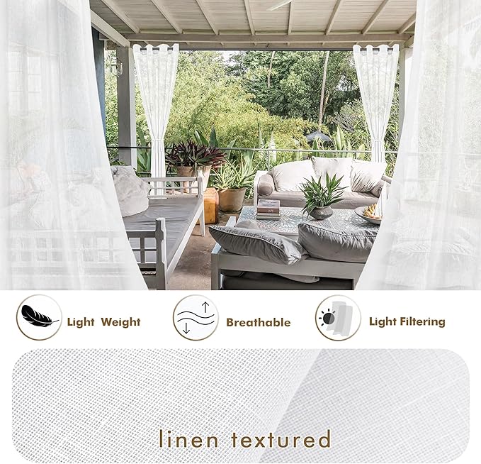 Semi Voile White Sheer Outdoor Curtains - Image 3