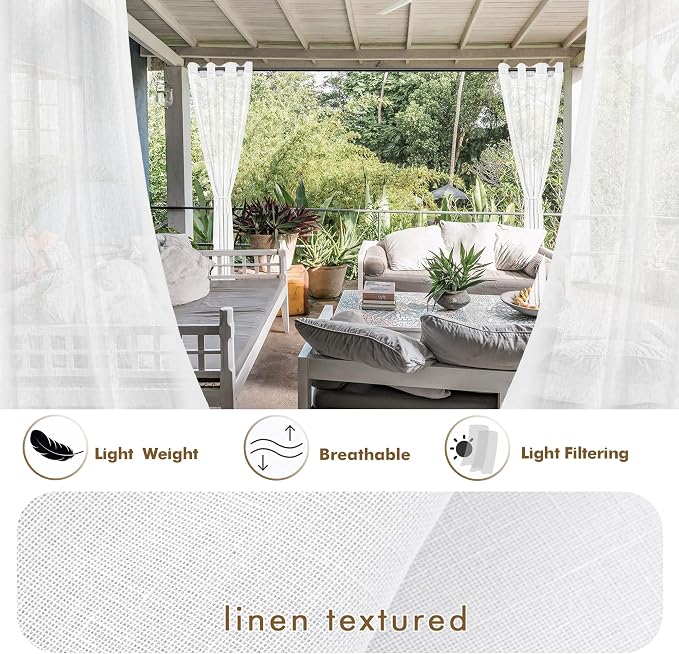 Semi Voile White Sheer Outdoor Curtains - Image 3