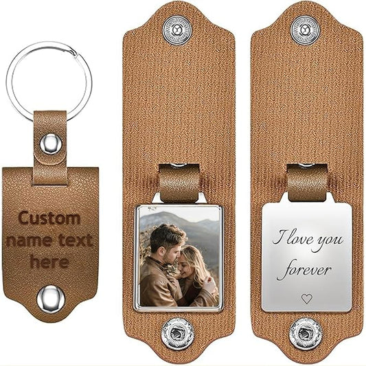 Custom Keychains with Picture Personalized Photo Logo Text Customized Key Chain for Boyfriend Dad Men Women Gifts