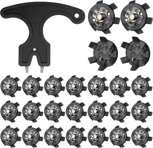 Cozypower 31 Pcs Golf Spikes Set Includes 30 Pcs Golf Cleats Replacement Black Cleats Spanner Metal Thread Screw 6 mm Dia Spike Tool for Lawn Cricket Shoe Player Lover(Black)