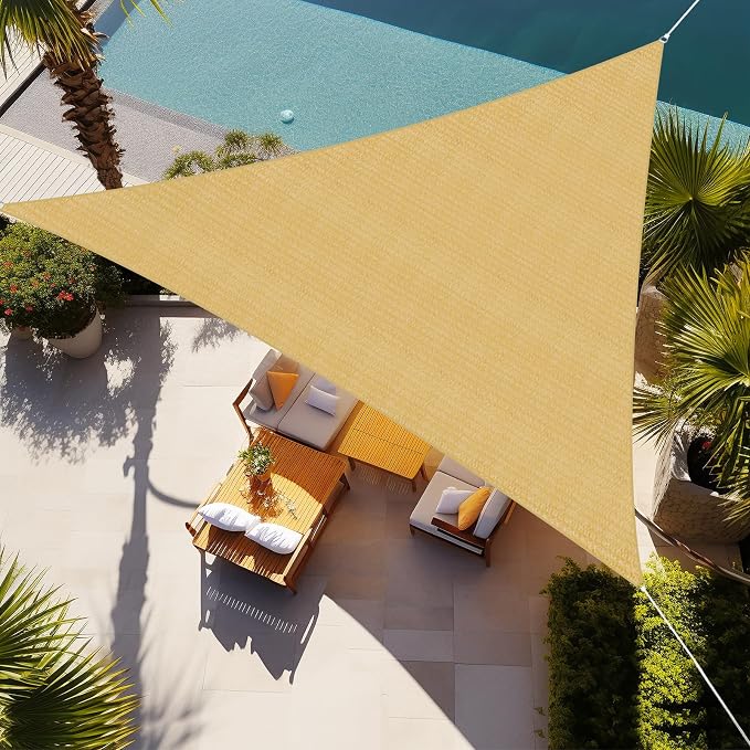 Shade&Beyond Triangle Sun Shade Sail 10'X10'X10' Permeable Canopy Sand by ShadeBeyond