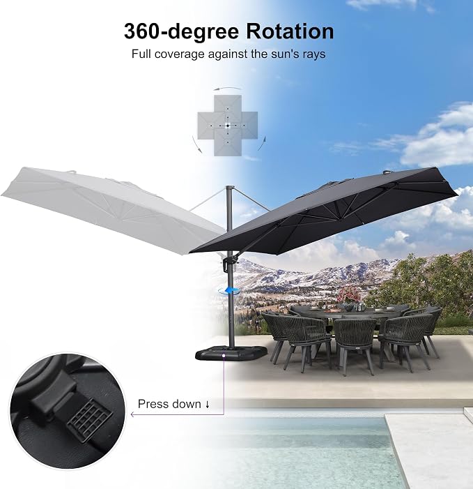 PURPLE LEAF Patio 11.5' x 11.5' Telescopic Umbrella - Image 6