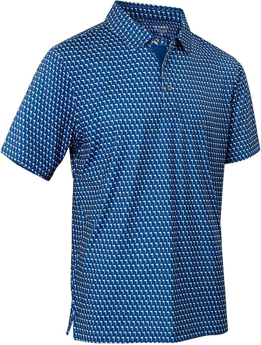 Mens Golf Shirts Quick Dry Moisture Wicking Casual Short Sleeve Performance Athletic Print Collared Stylish Men Polo Shirt