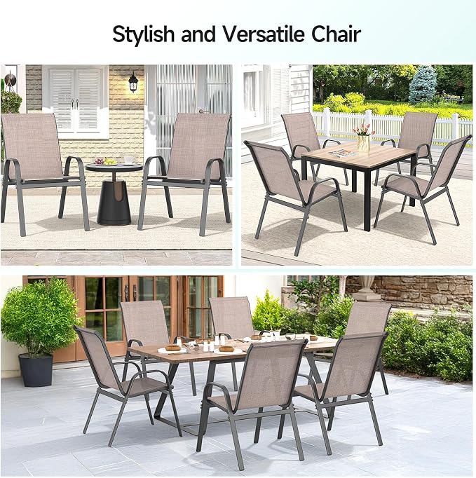 Patio Chairs Set of 4, All Weather Outdoor Dining Chairs | Stackable Dining - Image 8