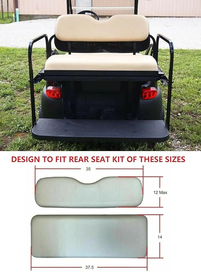 Huskey 4PCS Golf Cart Front/Rear Seat Covers for Club Car DS 2000.5 UP G&E Models Custom Two-Tone Black Diamond Stitching with Black Piping, Marine Grade Vinyl Material, Staple on Design