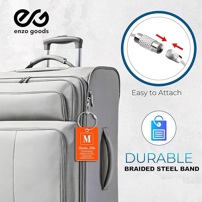 Personalized Luggage Tag | Custom Luggage Tags for Suitcases | Kids Backpack Tag | 10 Color Options & Choose Font, Font Color