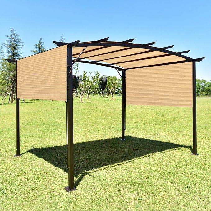 Eden's Decor Straight Flat-Edged Sun Shade Sail Rectangular 18' x 19' Beige - Image 5