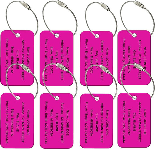 Custom Luggage Tags for Travel – Durable High-Visibility Acrylic Tags for Suitcases, Backpacks, & Luggage Sets, Includes Wire Ring Loop for Easy Attachment