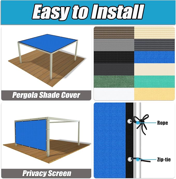 Amagenix 90% Pergola Shade Cover 4' X 4' Sun Shade Cloth - Image 4
