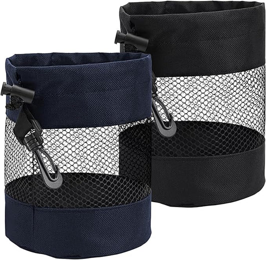2pcs Golf Ball Pouch, Multifunctional Golf Ball Bag, Nylon Mesh Golfs Balls Bags, Suitable for Table Tennis Balls, Children's Toy Storage, and Diving, Black,Navy Blue