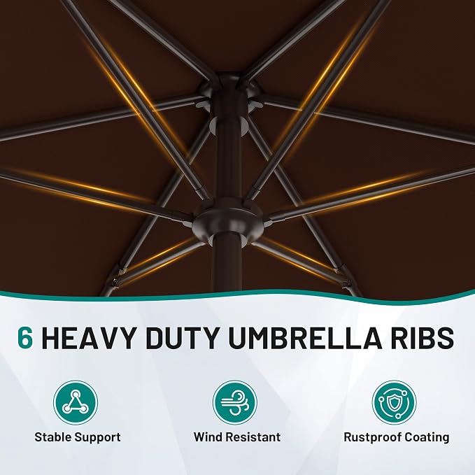7.5FT Patio Umbrella Table Market Umbrella w/Tilt and Crank, Heavy-Duty Outdoor - Image 3