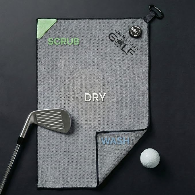 Magnetic 3-Stage Cleaning System Golf Towel - Microfiber Rag with Magnet for Golfcart Bags for Men and Women Golfers Accessories (Limited Edition Birdie Blue, 16" x 24" Stubby)