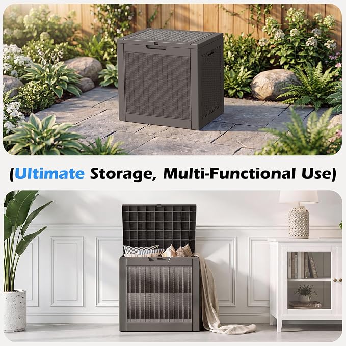 Outdoor Storage Box, 30 Gallon Resin Deck Boxes Outdoor Waterproof - Image 6