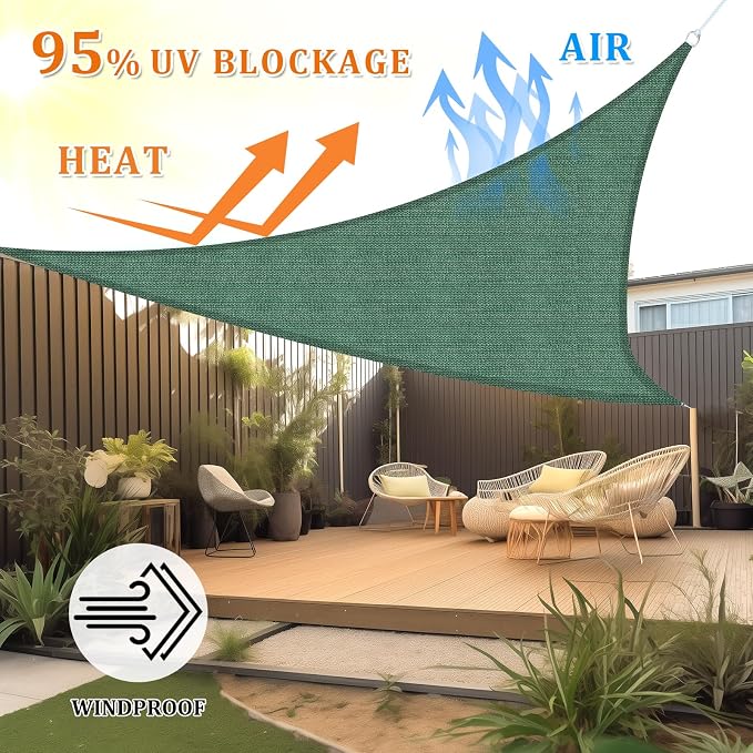 Shade&Beyond Custom Sun Shade Sail 9'x12'x15' Triangle Sun Sail Shades Patio UV - Image 2