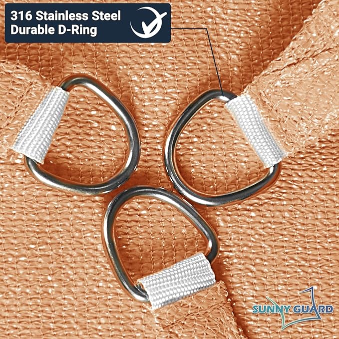 SUNNY GUARD Custom Size 12'x14' Peach Fuzz Sun Shade Sail Rectangle UV Block - Image 6