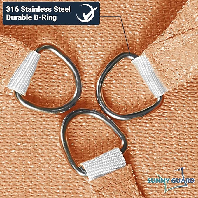 SUNNY GUARD Custom Size 14'x14' Peach Fuzz Sun Shade Sail Rectangle UV Block - Image 6