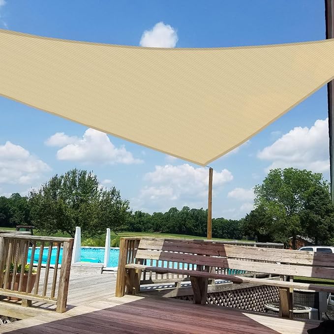 WINDSCREEN4LESS 22' x 22' x 22' Sun Shade Sail UV Block Fabric Canopy in Sand - Image 6