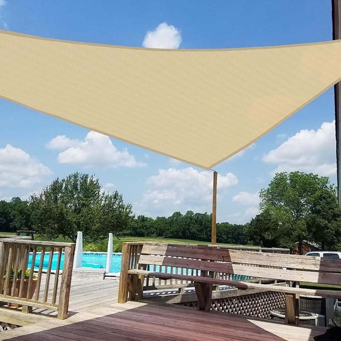 WINDSCREEN4LESS 7' x 7' x 7' Sun Shade Sail UV Block Fabric Canopy in Sand - Image 6