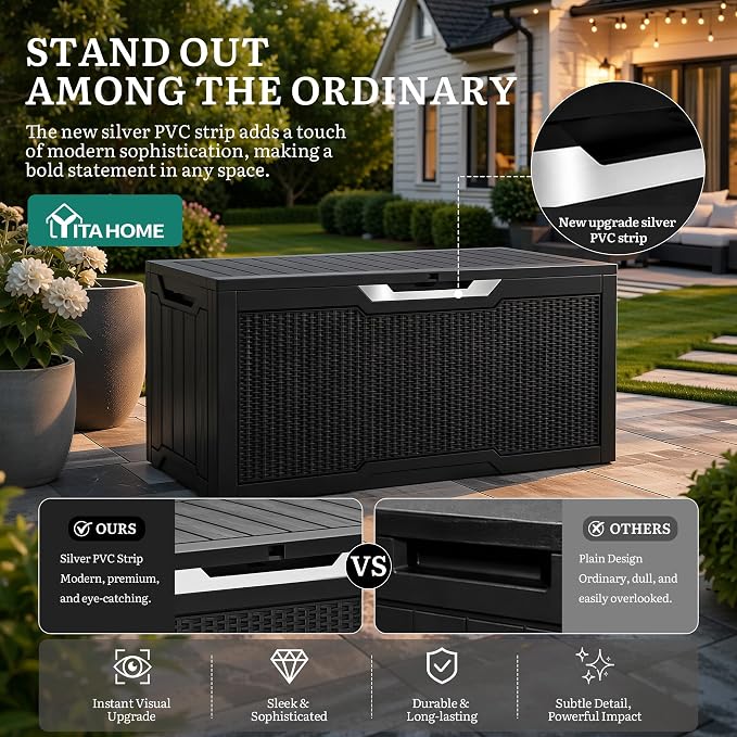 YITAHOME 80 Gallon Outdoor Storage Box | Large Water Resistant Resin Deck Box - Image 3