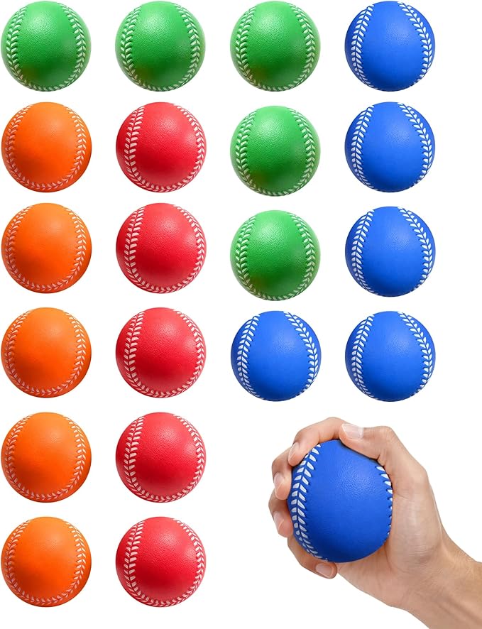 Tarutaru 20 Pack Foam Balls for Baseballs & Softballs - Soft Practice Baseballs for Hitting, Pitching, Batting Training, Indoor & Outdoor Sport Diameter 2.83in