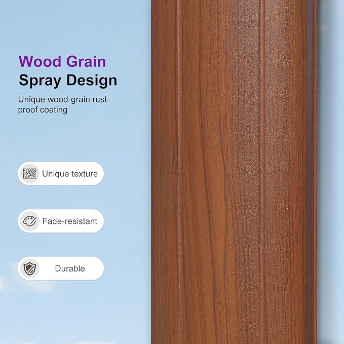 PURPLE LEAF Patio Umbrella 11ft Double Top Wood-Grain Finish, Cream | Braced - Image 3