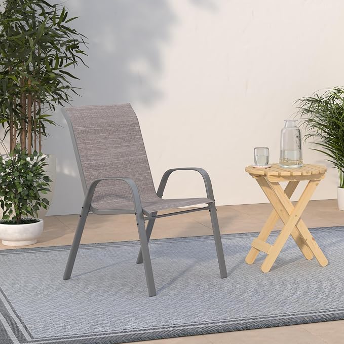 Amopatio Patio Chairs Set of 8, Outdoor Stackable Dining Chairs - Image 2