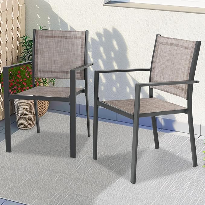 Patio Dining Chairs, All-Weather High-Resilience Textilene Outdoor Dining Chair - Image 2