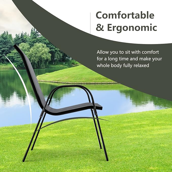 Tangkula Patio Dining Chairs Set of 4, Outdoor Stackable All Weather Heavy Duty - Image 7