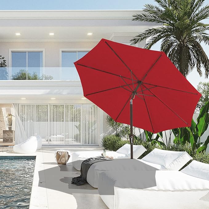 JEAREY 9FT Outdoor Patio Umbrella, Market Umbrella, Tilt & Crank UV Protection - Image 4
