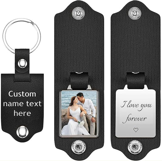 Custom Keychains with Picture Personalized Photo Logo Text Customized Key Chain for Boyfriend Dad Men Women Gifts