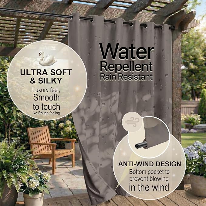 Outdoor Patio Curtain Waterproof Darkening Thermal Insulated Indoor Curtains - Image 4