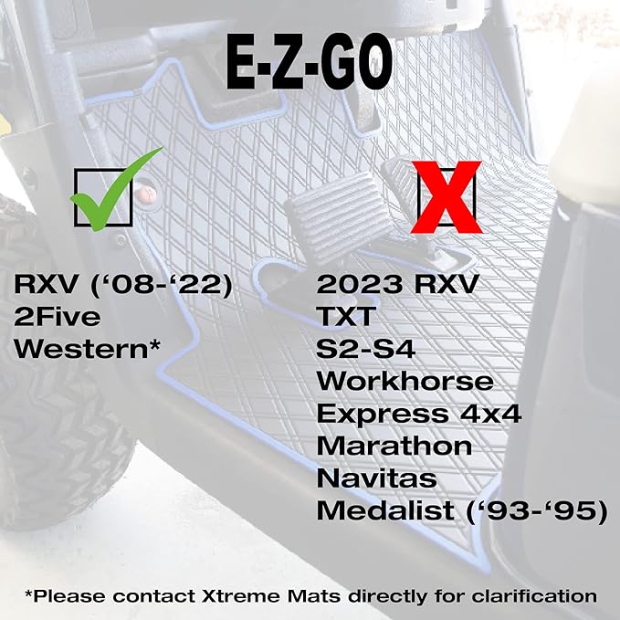 Xtreme Mats Compatible with EZGO RXV Golf Cart Mat, Full Coverage Golf Cart Floor Liner Mat - Only Fits EZGO RXV (2008-2022) & 2Five (2009+) (Beige Trim)