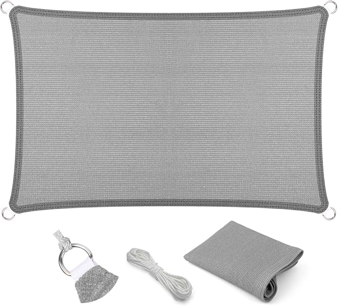 Eden's Decor Straight Flat-Edged 6' x 15' Grey Sun Shade Sail Rectangular by EdensDecorInc