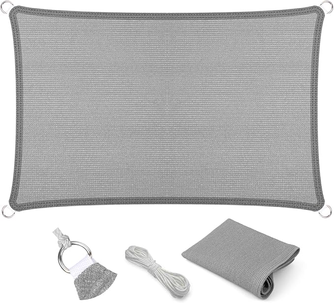 Eden's Decor Straight Flat-Edged 6' x 7' Grey Sun Shade Sail Rectangular by EdensDecorInc