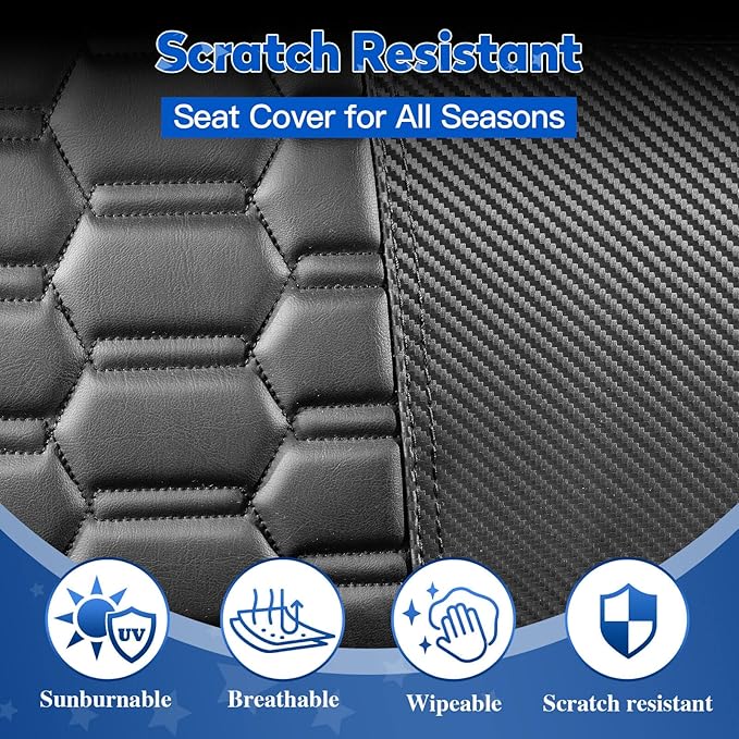 NOKINS Golf Cart Seat Covers, Fit for Club Car DS 2000.5-Up OEM Standard Front Seat Cushion, Club Car DS Accessories Vinyl Seat Covers, No Nails Required (Carbon Fiber Black&Black)