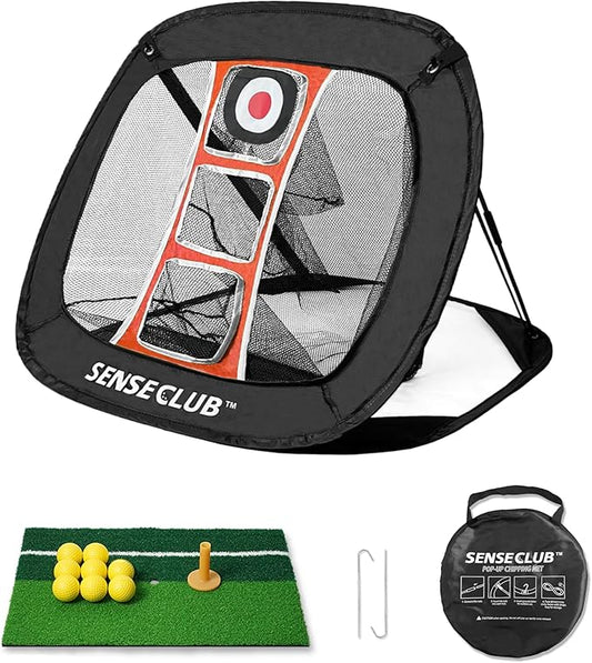 Foldable Chipping Net with Mat & Balls, Indoor Golf Practice Chipping Target, Backyard Golf Game & Gifts