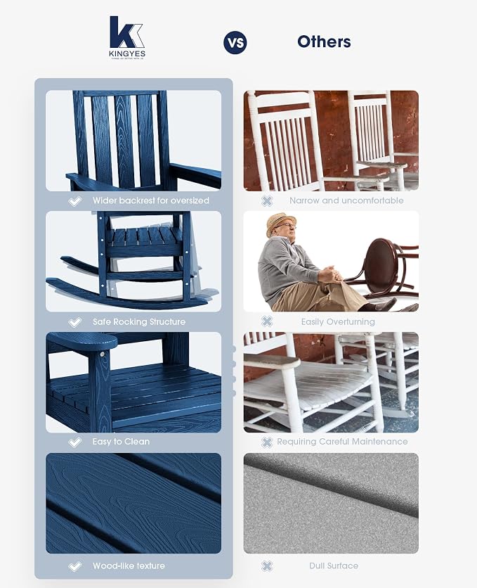 Oversized Outdoor Rocking Chair, HDPE Patio Rockers - Image 8