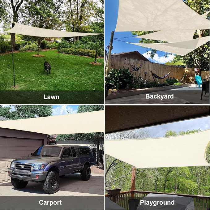 Sun Shade Sail 10' x 10' Butter Cream Square Outdoor Canopy Cover | Outdoor sun - Image 8