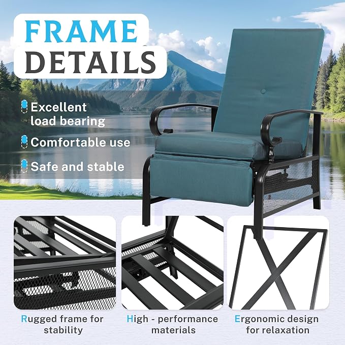 Incbruce Outdoor Lounge Chair Patio Furniture Adjustable Recliner - Image 5