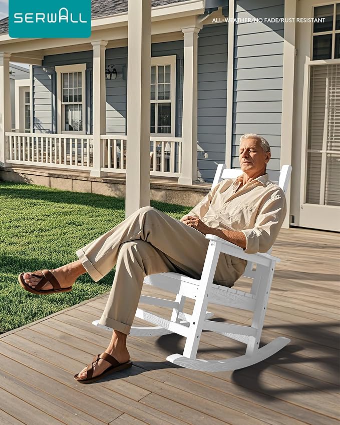 SERWALL Outdoor Rocking Chair Set of 2, Adult HDPE Rocking Chair, Oversized - Image 2