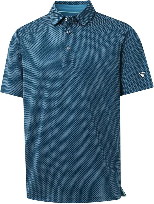 M MAELREG Golf Shirts for Men Moisture Wicking Jacquard Breathable Performance Dry Fit Collared Mens Polo Shirts Short Sleeve