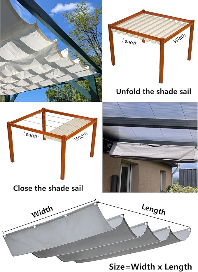 Outdoor Retractable Pergola Canopy 9' x 20' Waterproof Shade Cover - Image 5