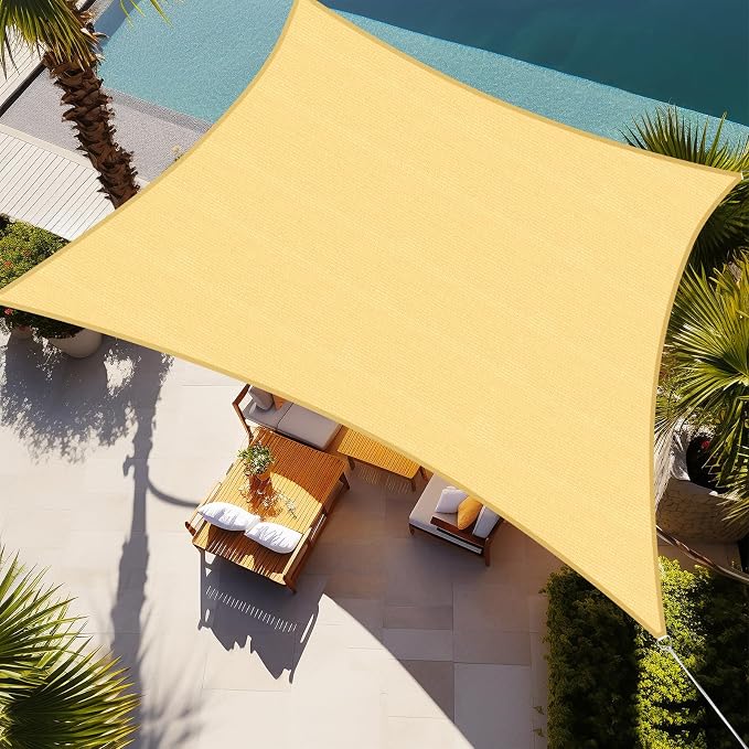 Shade&Beyond Rectangle Sun Shade Sail 08'X10' Permeable Canopy Sand by ShadeBeyond