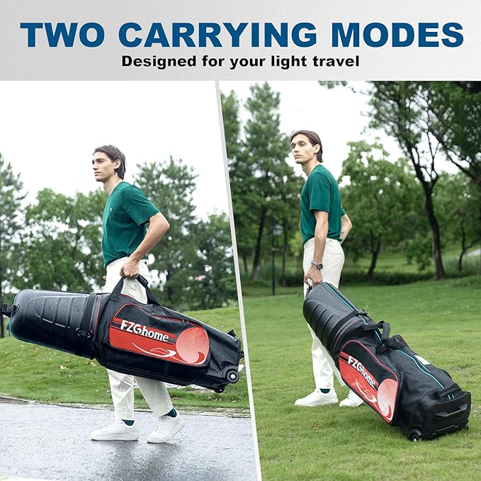 Golf Travel Bags for Airlines with Hard Case Top & Wheels, Hard Shell Top Protect Golf Club, 1680D Heavy Duty Oxford, Wide-Mouth Effortless Packing, Lightweight