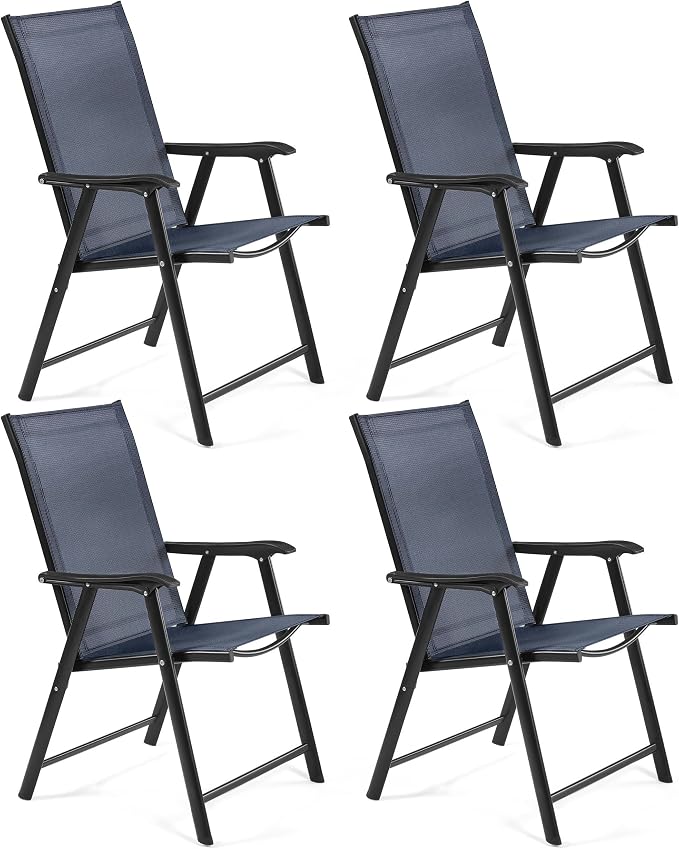 Yaheetech Patio Chairs Set of 4 Outdoor Folding Lawn Chairs, folds flat by Unknown