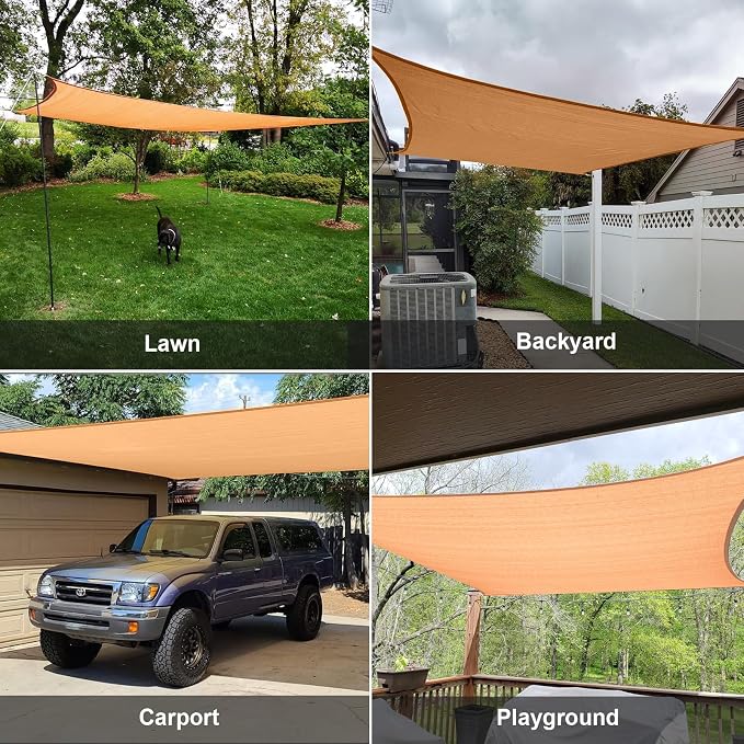 Sun Shade Sail 8'x18' Peach Fuzz Rectangle Custom Size | 95% UV Block, Cooling - Image 7