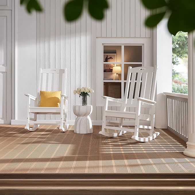Outdoor Rocking Chairs Set of 2, Oversized Porch Rocker | Weather Resistant - Image 7