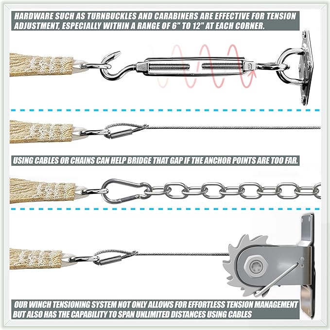 Amgo Custom Size 10' x 22' Black Rectangle Square Sun Shade Sail UPF50+ - Image 8